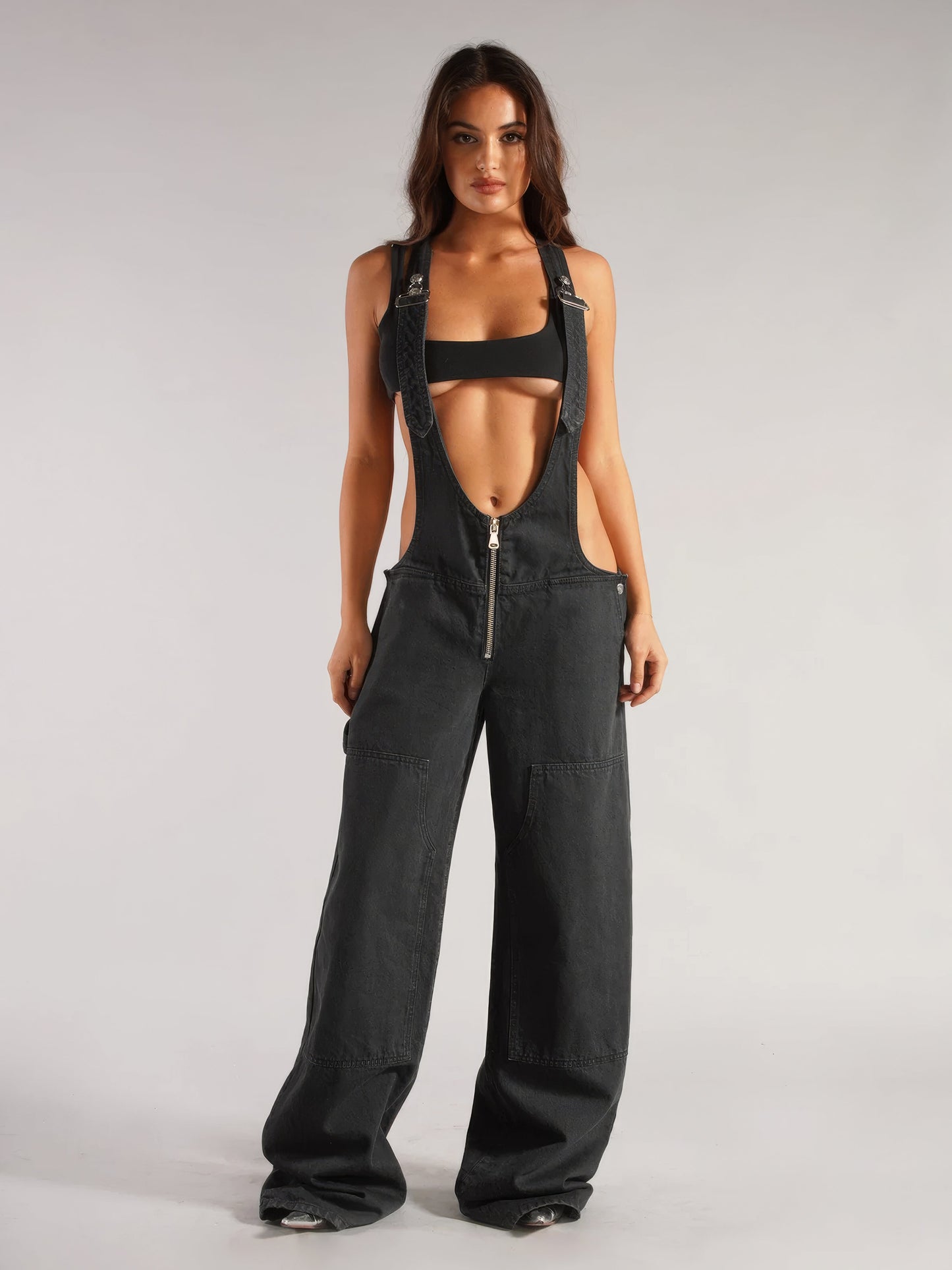 LIVA | PLUNGE DENIM OVERALL